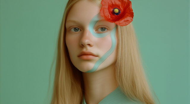 Serene Woman with Red Flower